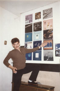 In front of my record wall. Brussels, 1985.